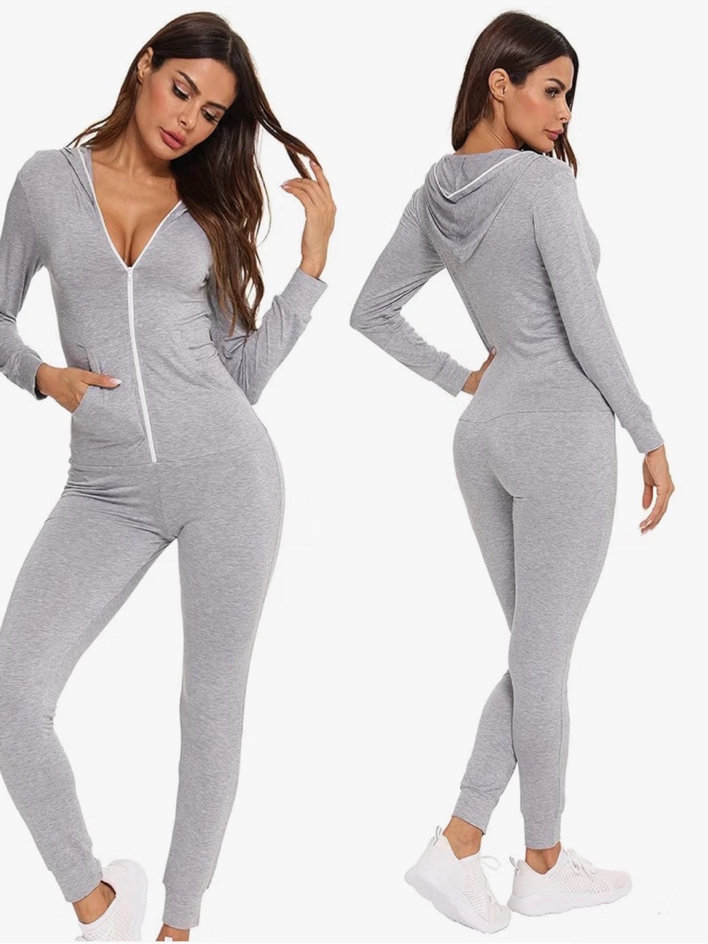 Stretchy Loungewear Onesie Pajamas with Hood